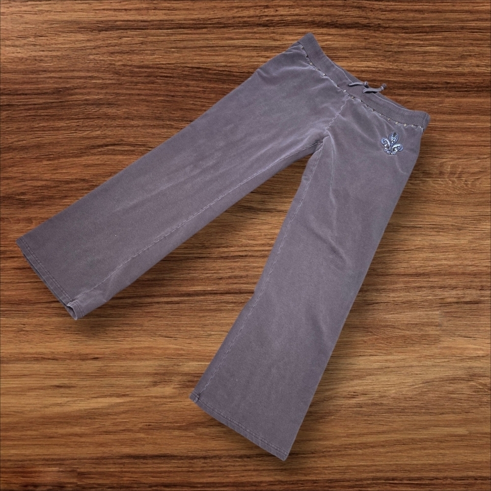 Vertigo Paris Vintage Brown Distressed Patched Low Rise Sweatpants
